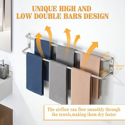 Alise Double Towel Bar,32 Inch Towel Racks for Bathroom, SUS304 Stainless Steel Towel Bar for Bathroom Wall,Quick Drying Bathroom Towel Holder,Long Bath Towel Hanger,Brushed Nickel