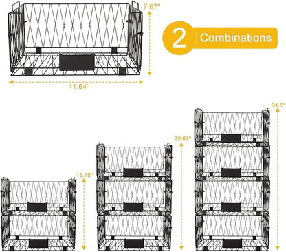 2 PACKS XXL Kitchen Organization and Storage Pantry Baskets, Fruit & Vegetable Basket for Kitchen Cabinet, Stackable Wire Metal Baskets for Snack Chips Onion Potato Cans
