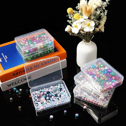 Jetec 6 Pieces Mini Plastic Clear Beads Storage Containers Box for Collecting Small Items, Beads, Jewelry, Business Cards, Game Pieces, Crafts (2.5 x 1.7 x 0.8 Inch)