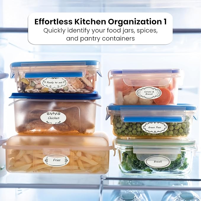 Juvale Dissolvable Food Labels - 300 Pack, White Rectangular, 1.1 x 2.25 in - Canning Jar Labels & Pantry & Freezer Container Stickers - 8 Unique Designs