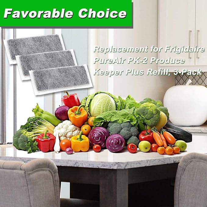 LeoTube Refrigerator Produce Preserver Replacement for Frigidaire PureAir PK-2 Produce Keeper Plus Refill, Compatible with FRIGIDAIRE Gallery Models GRMC2273BF, GRMC2273BD, GRMG2272BF (3)