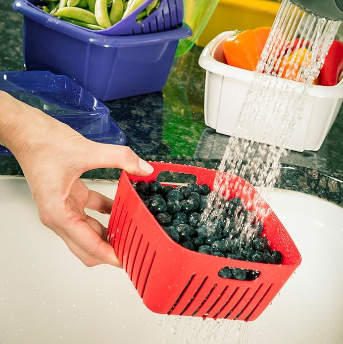 Hutzler 3-in-1 Berry Keeper Colander and Container, Keeps Berries Fresh Longer 2 pints, Green