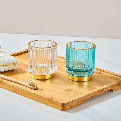 LEICURACE Makeup Brush Holder Organizer,Toothbrush Holders,Desk Pen Pencil Holder,Multifunctional Vintage Glass Brush Cup（S/White/A3-14-US）