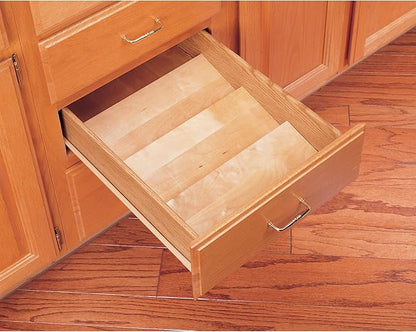 Rev-A-Shelf 16" 3 Tiered Seasoning Organizer, Trim-to-Fit Wooden Kitchen Draw and Cabinet Home Storage Insert, Pull Out Spice Rack, Maple, 4SDI-18