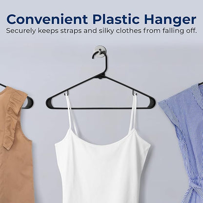 SereneLife 200 Pack Plastic Hangers, Non-Slip, Space-Saving Closet Organizers, Durable and Strong for Shirts, Sweaters, Hoodies, Kids Clothes & Dresses, Ultra-Thin, Lightweight