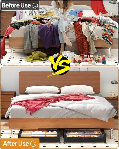 YEEBONIX Under Bed Storage, Underbed Storage With Wheels, Under The Bed Storage for Clothes, Blankets, Shoes... (Black, 1 Pack)