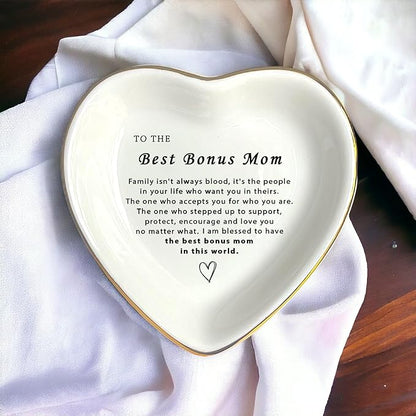 HatafaFurni Stepmom Gift, Heart Ring Dish, Jewelry Dish, Jewelry Storage, Mother’s Day gift, Bonus Mom Gift, Step Mother Gift, Mother Appreciation, Gift For Second Mom, Stepmom Present, White, mil01
