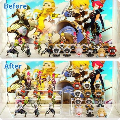 NIUBEE Acrylic Display Riser, 6 Pcs 9" Large Acrylic Risers, 2 Set Clear Rectangular Stands for Candy Dessert Cupcakes, Collectibles Display Stands Shelf for Display for Funko POP Figures