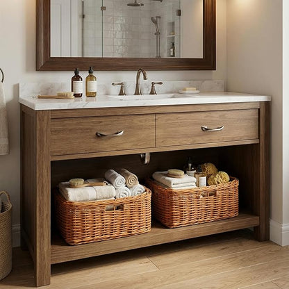 StorageWorks Pantry Baskets, Willow Storage Baskets for Organizing, Shelves, Pantry Organizers and Storage, Light Brown, 16 ½"L x 13"W x 7 ½"H