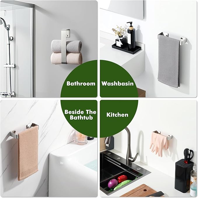 Alise Hand Towel Holder Towel Bar for Bathroom Wall Mount,SUS304 Stainless Steel Towel Rack for Bathroom and Lavatory,Kitchen,8'' Bath Towel Hanger Towel Rail,Brushed Nickel