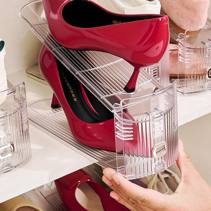 20PACK Shoe Slots Organizer for Closet,Adjustable Shoe Rack Holder Shoe Space Savers Double Layer Stack Shoe Racks for Closet Organization(Transparent)