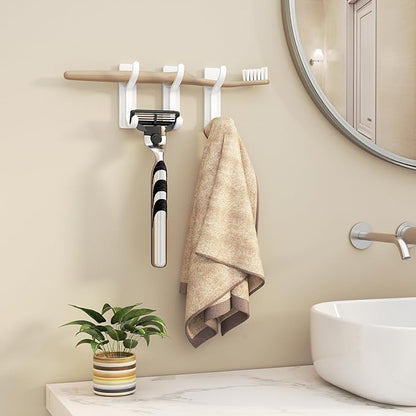niffgaff Wall Hooks for Coat and Towel: 13lb Adhesive Door Hanger Stick On, Sticky Hook for Wall, Closet, Bathroom - White, 4 Pack