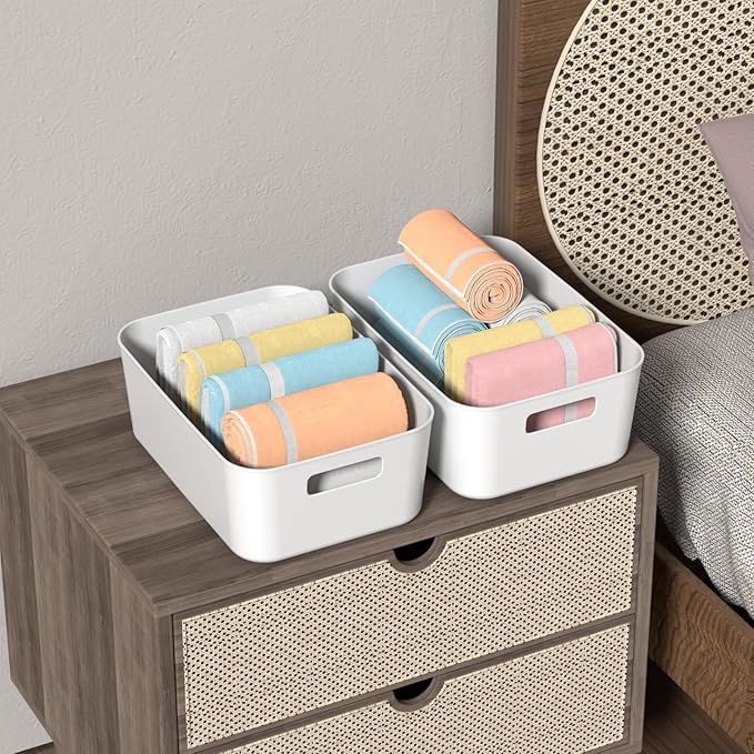 Sadstory Plastic Pantry Organizing Bins, Open Home Organizer Baskets, 12 Packs