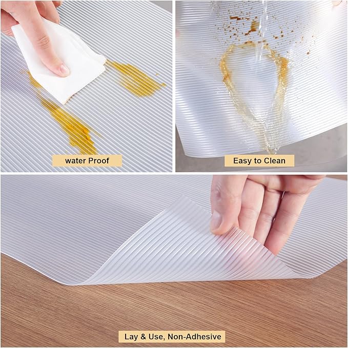 Shelf Liner, 20 Inches x 20 FEET Non-Slip Kitchen Cabinet Liner, Washable Oil-Proof Non-Adhesive Contact Paper for Kitchen Drawer, Cabinet, Shelves, Refrigerator, Storage, Desks, coutertops