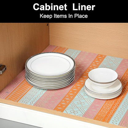 Cooyes Drawer and Shelf Liner, Non-Adhesive Shelf Liners for Kitchen Cabinets, Thick Strong Grip Mats for Desk, Shelves, Bathroom Drawers, Fridge, Cabinet Protection（23.6" W x 118" L）