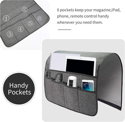 SYSOV Sofa Armrest Organizer, Remote Control Holder for Recliner Couch, Arm Chair Caddy with 6 Pockets for Magazine, Tablet, Phone, iPad
