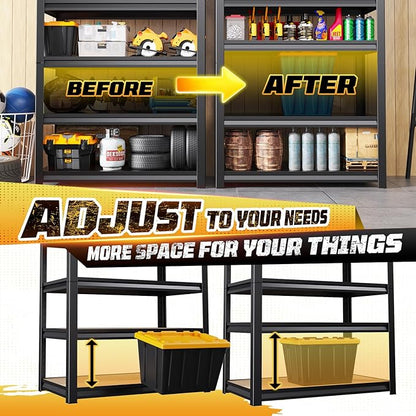 72" H Garage Storage Shelves 5-Tier,Garage Storage System Shelves Adjustable 2000LBS,Storage Shelving for Basement,Pantry,Kitchen,Warehouse,72" H x 35.4" W x 15.7" D