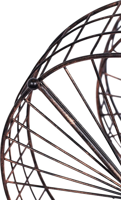 BIRDROCK HOME 3 Tier Wire Fruit Basket | Round Metal Standing Baskets | Fruit Vegetable Garlic Caddy | Freestanding Rustic Decorative Basket