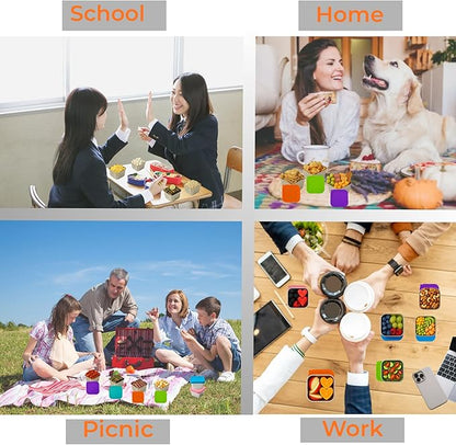 MHB 6-Pack 6oz Stainless Steel Snack Containers,Easy Open Leak-Proof Food Storage with Silicone Lids, Stackable Metal Lunch Box,Small Snacks Containers Portable Travel & Picnic, Fruit-Designed Lid