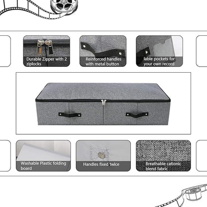Omygarden 2PCS Foldable Blankets Clothes Comforters Storage Bin Organizer with Plastic Support Liner for Blankets, Towels, Comforter, Sweaters, Linen Sheets, Wrapping Paper, Black Grey