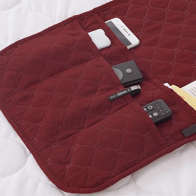 luckyjoyreal Armchair Caddy for Couch Remote Control Holder Non-slip Waterproof Sofa Armset Organizer with 4 Pockets Couch Chair Armrest Storage for TV Remote Control Phone Book 35"x13" Wine 1 Pack