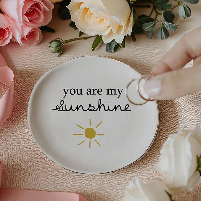 Gift For Mom Grandma Sister Daughter Women Girl, Ceramic Ring Dish, Jewelry Dish, Jewelry Holder, Trinket Tray, Birthday Gift, Mother Present, Wedding Gift, Mother And Daughter, You Are My Sunshine