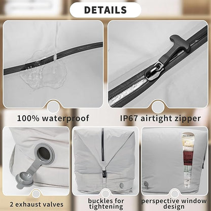 YEEKORO Vacuum Storage Bags for Home, Professional IP67 Waterproof Reusable Vacuum Compression Bags for comforter and Clothing, Large Vacuum Seal Bag for Bedding (1 Pack, No Pump)