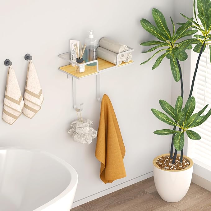 efluky Ironing Board Hanger Wall Mount with Removable Hooks, Ironing Board Holder Organizer Compatible with T/Leg & Y/Leg Ironing Boards, Space Saving Laundry Room Storage, 12.59"x5.9"x2.36", White