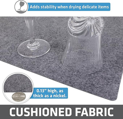 Drymate Premium Luxury Shelf & Drawer Liner, Thick Cushioned Fabric, Non-Adhesive, Absorbent, Waterproof, Slip-Resistant, Liners for Kitchen Cabinets, Cupboards (USA Made)(12”x59”)(2-Pack)(Light Grey)