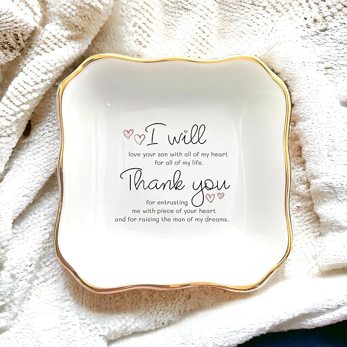 HatafaFurni Ring Dish Holder For Mom, Mother's Day Gifts for Aunt, Sister Godmother Friend Gifts, Men Ring Dish For Dad, Bridesmaid Gift, Women Gifts (Mother of the groom)