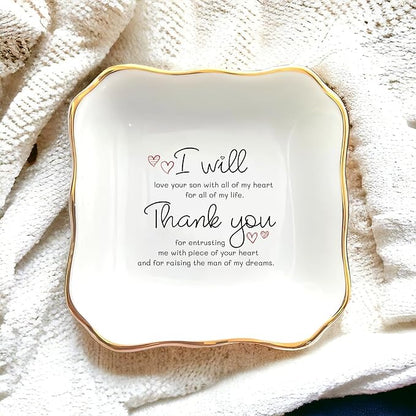 HatafaFurni Ring Dish Holder For Mom, Mother's Day Gifts for Aunt, Sister Godmother Friend Gifts, Men Ring Dish For Dad, Bridesmaid Gift, Women Gifts (Mother of the groom)