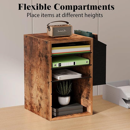 6 Tier Adjustable Countertop Mail Sorter, Mailboxes With Name Slots, Literature Organization Paper Storage Slot, Office Desk File Organizer, Wooden Desktop Mailbox for Classroom, Rustic Brown