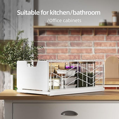 NETEL Pull Out Cabinet Organizer, 4 Pack No Drill Slide Out Drawers for Kitchen Cabinets, Metal Pantry Pull Out Shelves, Kitchen Cabinet Organizer, Pull Out Home Organizers, 11.8"W X 20.86"D X 6.9"H