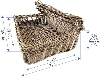 Kouboo Rectangular Underbed Storage Bin with Lid - Rattan Basket for Clothes, Blankets, Pillows - Lightweight Wicker Storage Unit - 9 in. H 26.5 in. L x 21 in. W - from