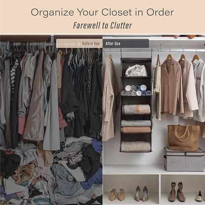 StorageWorks 5-Shelf Hanging Shelves for Closet, Clothes Organizers and Storage, 13" D x 15" W x 47 ¾" H, Gray