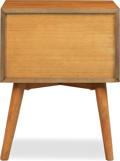Poly & BARK Dorsey Nightstand - Mid-Century Modern Nightstand – Solid Wood Bedside Table with 2 Drawers, Acorn Walnut Finish, 23.5" Tall