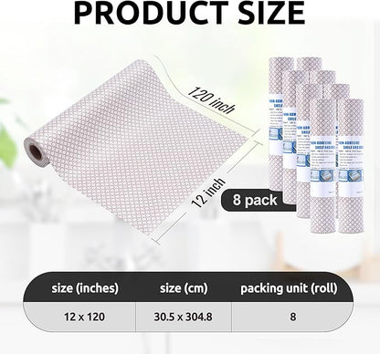 RAY STAR 12X120 Inch Shelf Liner for Kitchen Cabinets, Non-Adhesive Cabinet Liner Washable, PVC Drawer Liner for Dresser Non-Slip Bathroom (Circle)(8 Roll)