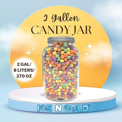 2 Gallon Glass Jar / 8-Liter Capacity / 270 Ounce Capacity – Clear Wide Mouth Container for Storage, Kitchen, Pantry, and Laundry.