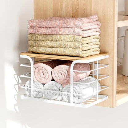 3 Pack Stackable Pantry Organizer,Stainless Steel Trash Bag Holder Dispenser,Kitchen Storage Organization for Kitchen Counter Sink,Laundry Room,Pantry, White