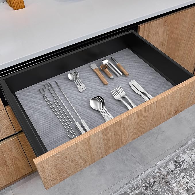 Shelf Liners for Kitchen Cabinet Refrigerator Liners Waterproof Kitchen Cupboard Liner Drawer Mats EVA Material Non Adhesive Fridge Mats for Shelves Clear 2 Rolls 17.5 x 236.2 Inches