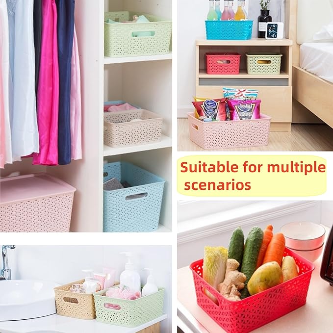 5PCS Plastic Storage Baskets, Small Baskets for Organizing, Small Pantry Organizer Basket Bins. For Countertops, Cabinets, Bedrooms, and Bathrooms Wait ( Green )