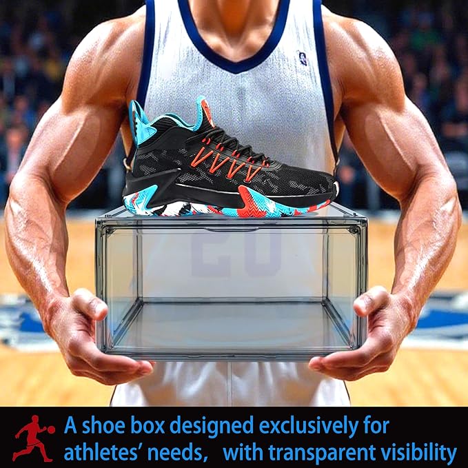 3BBYJL 12 Pack Shoe Boxes Size 13 Acrylic Shoe Organizer Clear Storage Box Plastic Stackable Sneaker Display Case with Magnetic Lids