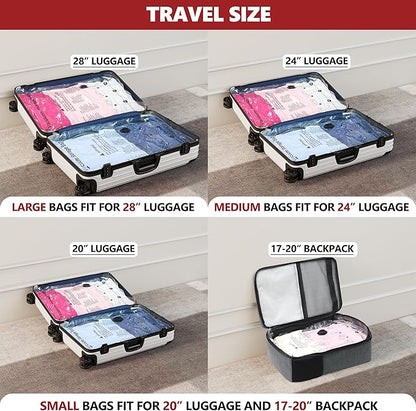 12 Pack Travel Vacuum Storage Bags with Portable Electric Pump, Compression Packing Seal Space Saver Cubes for Clothing Clothes Suitcase Luggage Organizer