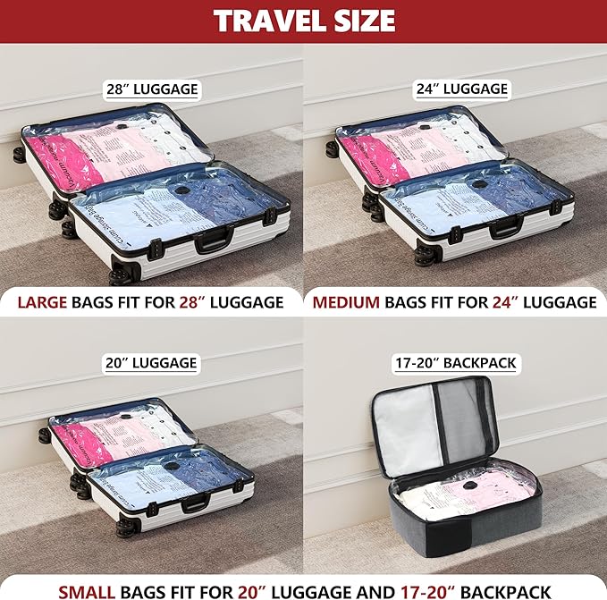 15 Pack Travel Vacuum Storage Bags with Portable Electric Pump, Compression Packing Seal Space Saver Cubes for Clothing Clothes Suitcase Luggage Organizer