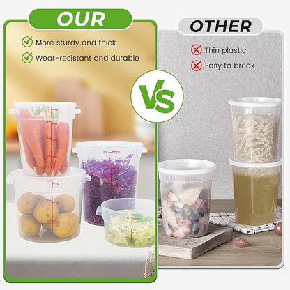 BIEAMA 4 Pack Round Food Storage Containers with Lids, 22Qt Large Translucent Food Container, Polypropylene, BPA Free, Includes Labels & Measuring Cups