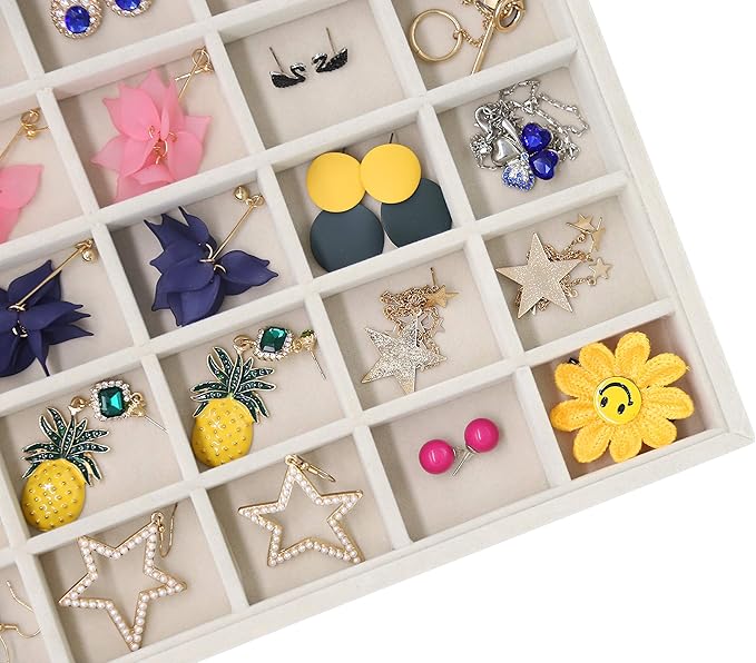 Stratalife Jewelry Tray Stackable Earrings Tray Jewelry Organizer Jewelry Drawer Storage for Earrings Showcase Display Drawer Inserts (30 Grid)