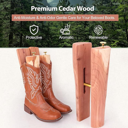 Cedar Boot Tree Shaft Shaper, Tall Boot Inserts Shape Holders,Cedar Cowboy Boots Tree for Men & Women