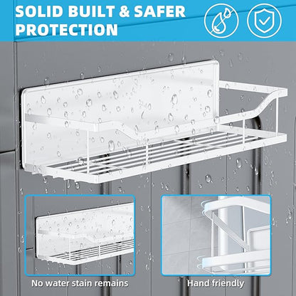 5 Pack Magnetic Shelves for Washing Machine & Refrigerator, Paper towel holder, Movable Powerful Magnetic Spice Racks with Unique Hollow Design, for Laundry Room and Kitchen Organization (White)
