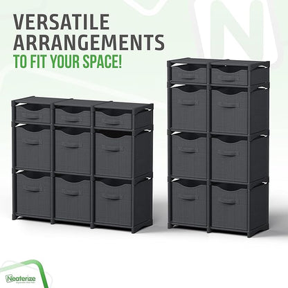 9 Cube Closet Organizers And Storage | Includes All Storage Cube Bins | Easy To Assemble Closet Storage Unit With Drawers | Room Organizer For Clothes, Baby Closet Bedroom, Playroom, Dorm (Dark Grey)