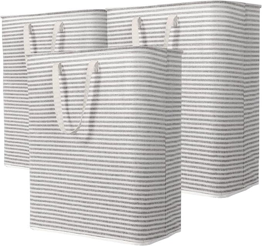Lifewit 3 Pack Laundry Hamper Large Collapsible Laundry Baskets, Freestanding Waterproof Clothes Hamper with Easy Carry Handles in Laundry Room Bedroom Bathroom College Dorm, Grey, 3 x 125L